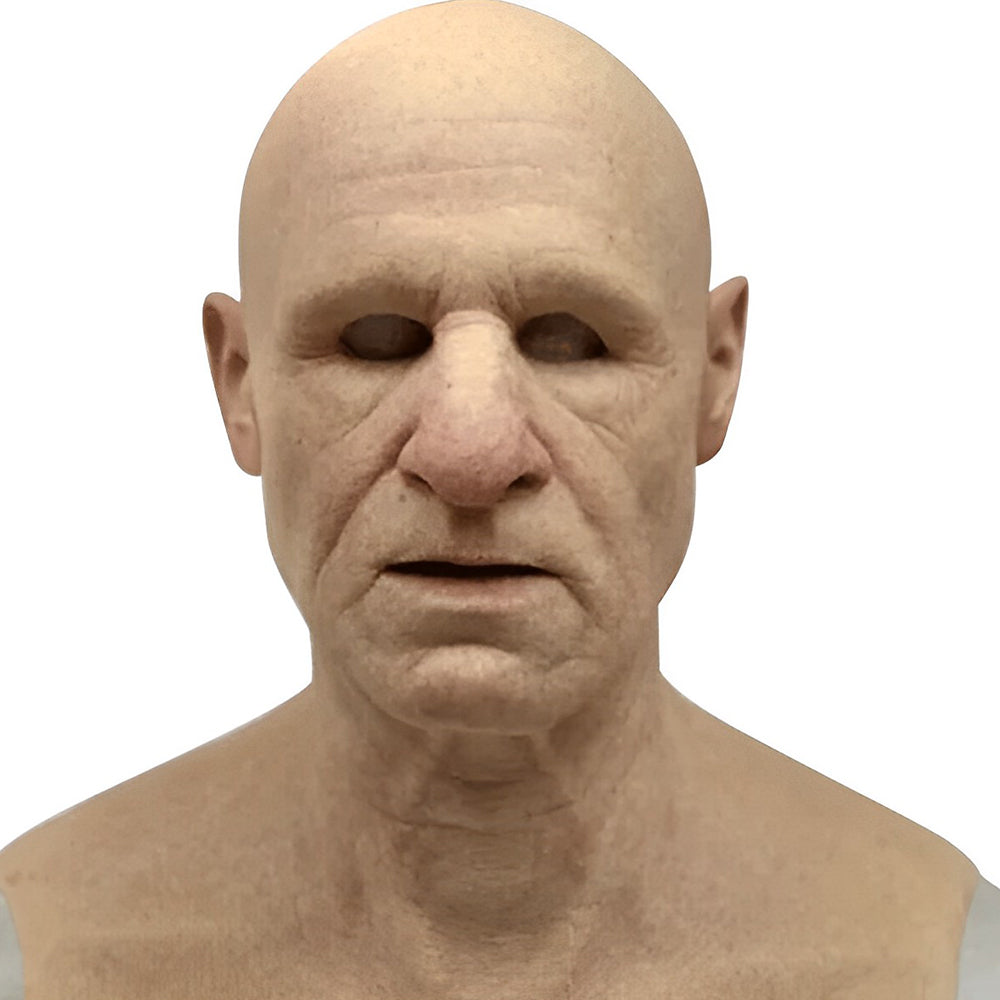 Realistic Old Man Mask – Halloween and Cosplay Latex Mask with Movable Mouth – alternate product view 4