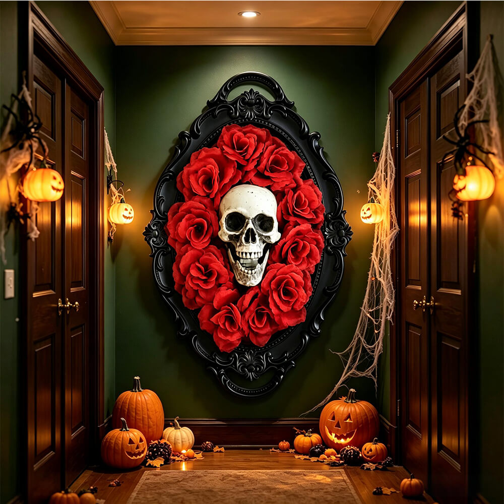 Halloween Decoration 3D Retro Horror Frame Gothic Skull Spider Gorgeous Frame Halloween Hanging Wall – alternate product view