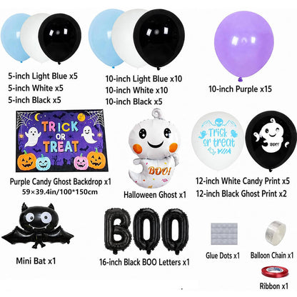 Halloween Decoration Kit Cute Boo Balloon Arch Backdrop Banner and Spooky Ornaments for Holiday Party – alternate product vie