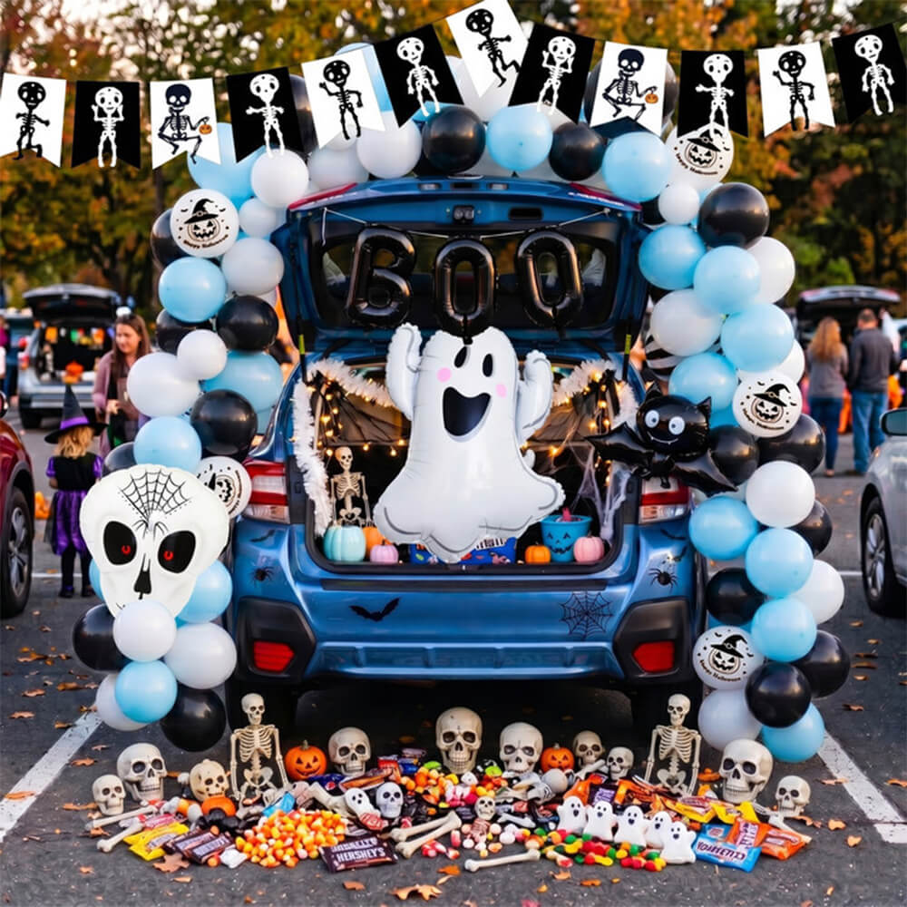 Halloween Decoration Kit Cute Boo Balloon Arch Backdrop Banner and Spooky Ornaments for Holiday Party – alternate product vie