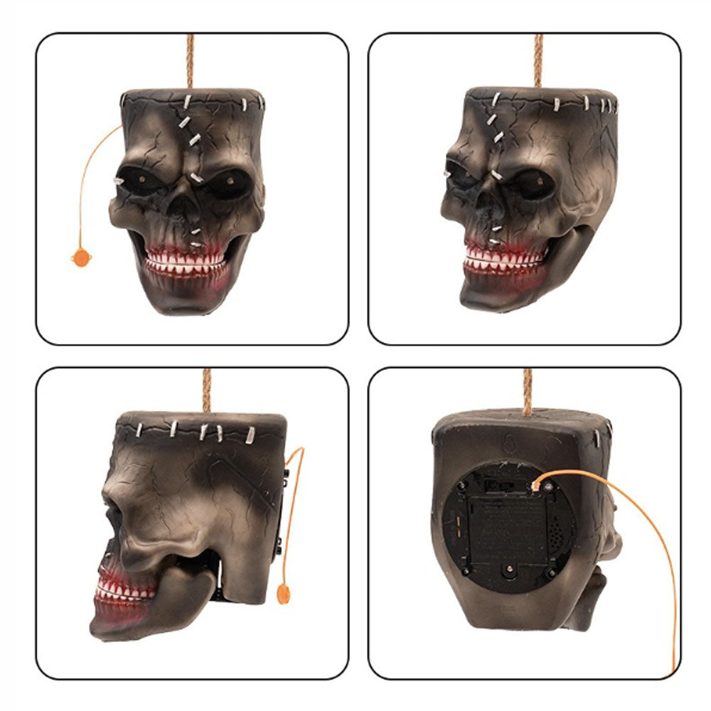 Halloween Electric Induction Hanging Skull Head Scary Skull Prop With Red Eyes and Spooky Sound For – alternate product view 