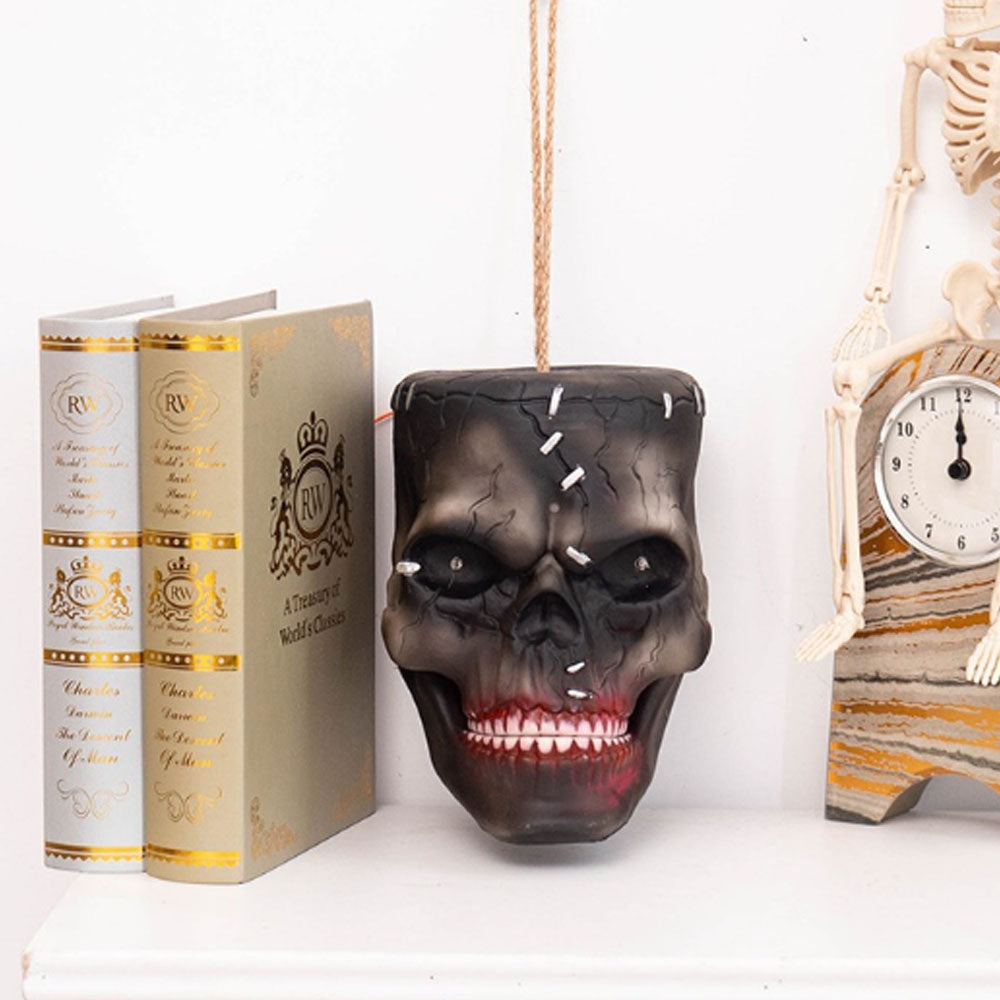 Halloween Electric Induction Hanging Skull Head Scary Skull Prop With Red Eyes and Spooky Sound For – alternate product view 