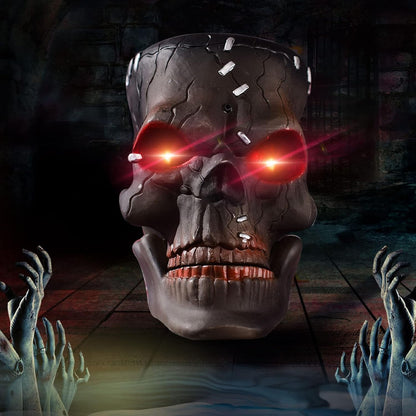 Halloween Electric Induction Hanging Skull Head Scary Skull Prop With Red Eyes and Spooky Sound For