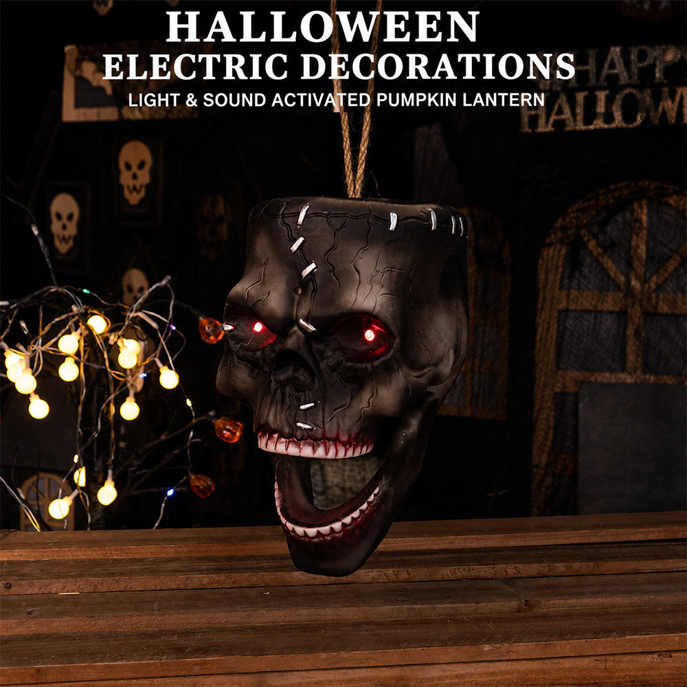 Halloween Electric Induction Hanging Skull Head Scary Skull Prop With Red Eyes and Spooky Sound For – alternate product view 