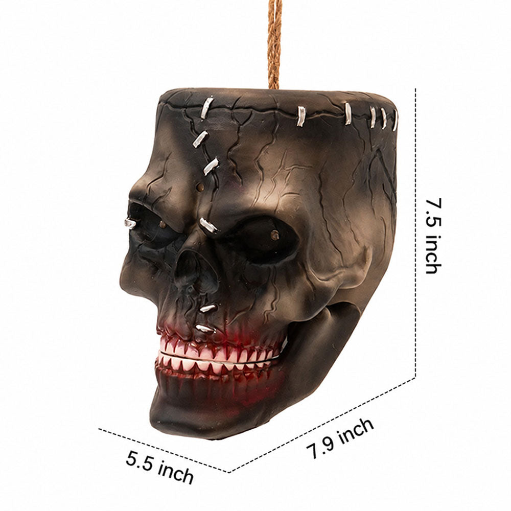 Halloween Electric Induction Hanging Skull Head Scary Skull Prop With Red Eyes and Spooky Sound For – alternate product view 