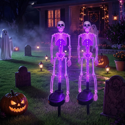 Halloween Light 2pcs Solar Powered Skeleton Stake Lights 3D Realistic Bone LED Skeleton Yard Decor – alternate product view 6