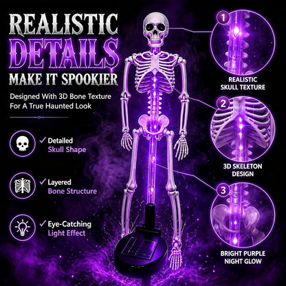 Halloween Light 2pcs Solar Powered Skeleton Stake Lights 3D Realistic Bone LED Skeleton Yard Decor – alternate product view 4