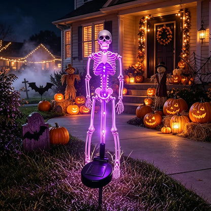 Halloween Light 2pcs Solar Powered Skeleton Stake Lights 3D Realistic Bone LED Skeleton Yard Decor – alternate product view 7