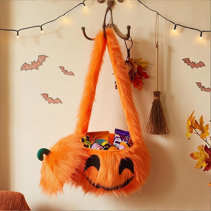 19.68'' Halloween Plush Toy Pumpkin Candy Bag Fluffy Plush Pumpkin Shoulder Handbag for Halloween Party – alternate product v