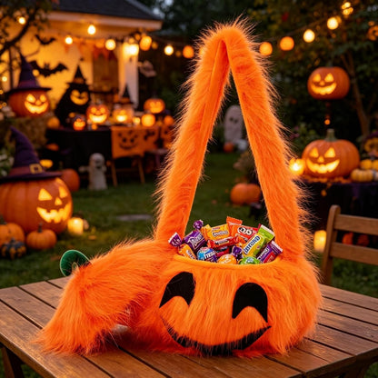 19.68'' Halloween Plush Toy Pumpkin Candy Bag Fluffy Plush Pumpkin Shoulder Handbag for Halloween Party – alternate product v