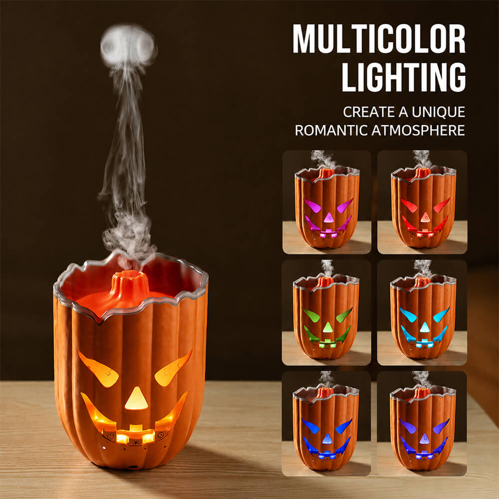 6.5'' Halloween Pumpkin Humidifier Jellyfish Mist Aroma Diffuser with Remote Control and Ambient Light – alternate product vi
