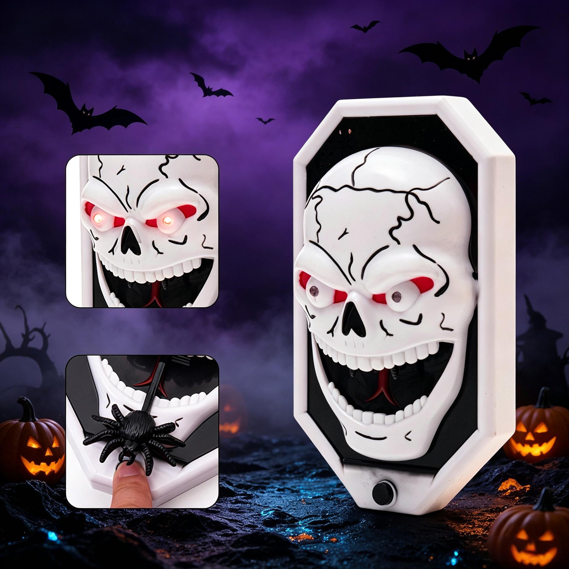 Halloween Scary Doorbell With Pop‑up Spider Flashing LED Eyes and Spooky Sound Effects for Home Decor – alternate product vie
