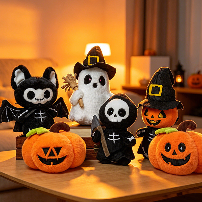 Halloween Stuffed Animals Set Ghost Skeleton Bat Pumpkin Soft Plush Toy for Holiday Decor and Gifts – alternate product view 