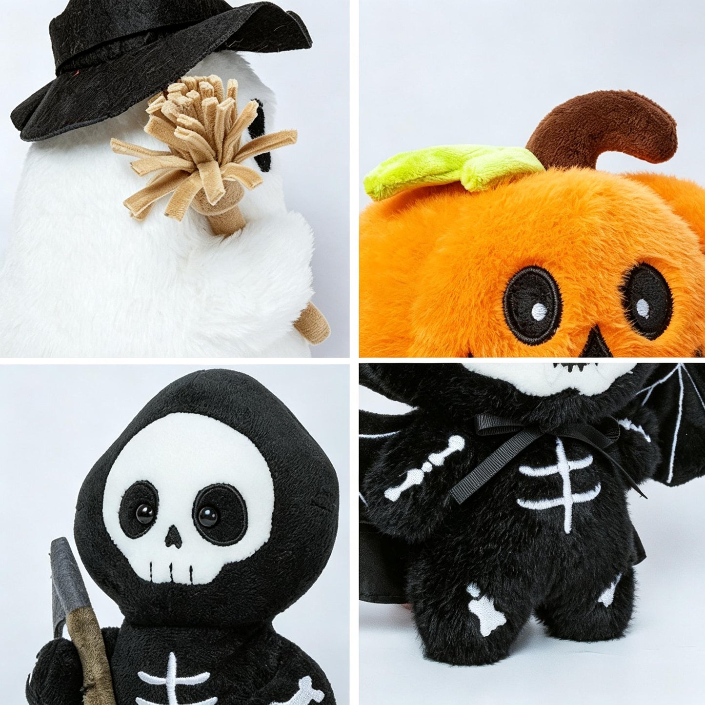 Halloween Stuffed Animals Set Ghost Skeleton Bat Pumpkin Soft Plush Toy for Holiday Decor and Gifts – alternate product view 