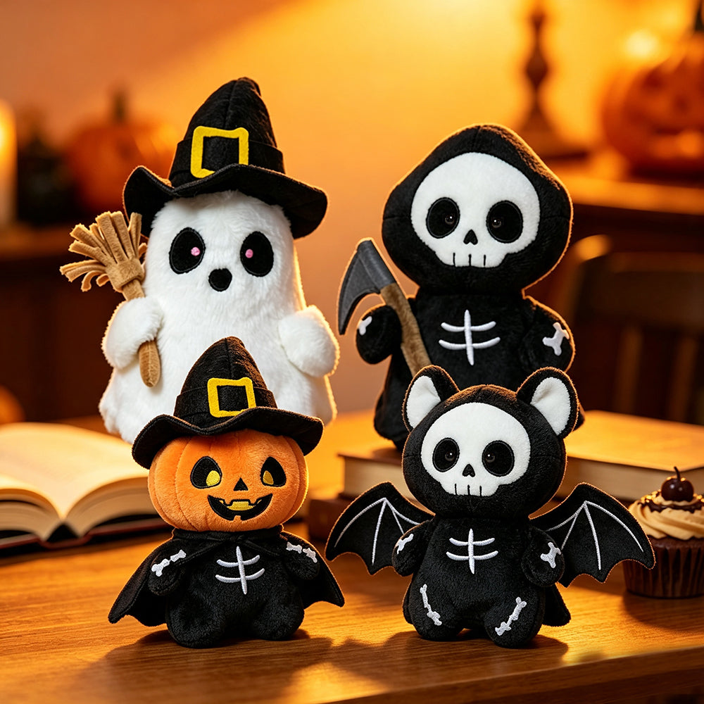Halloween Stuffed Animals Set Ghost Skeleton Bat Pumpkin Soft Plush Toy for Holiday Decor and Gifts – alternate product view 