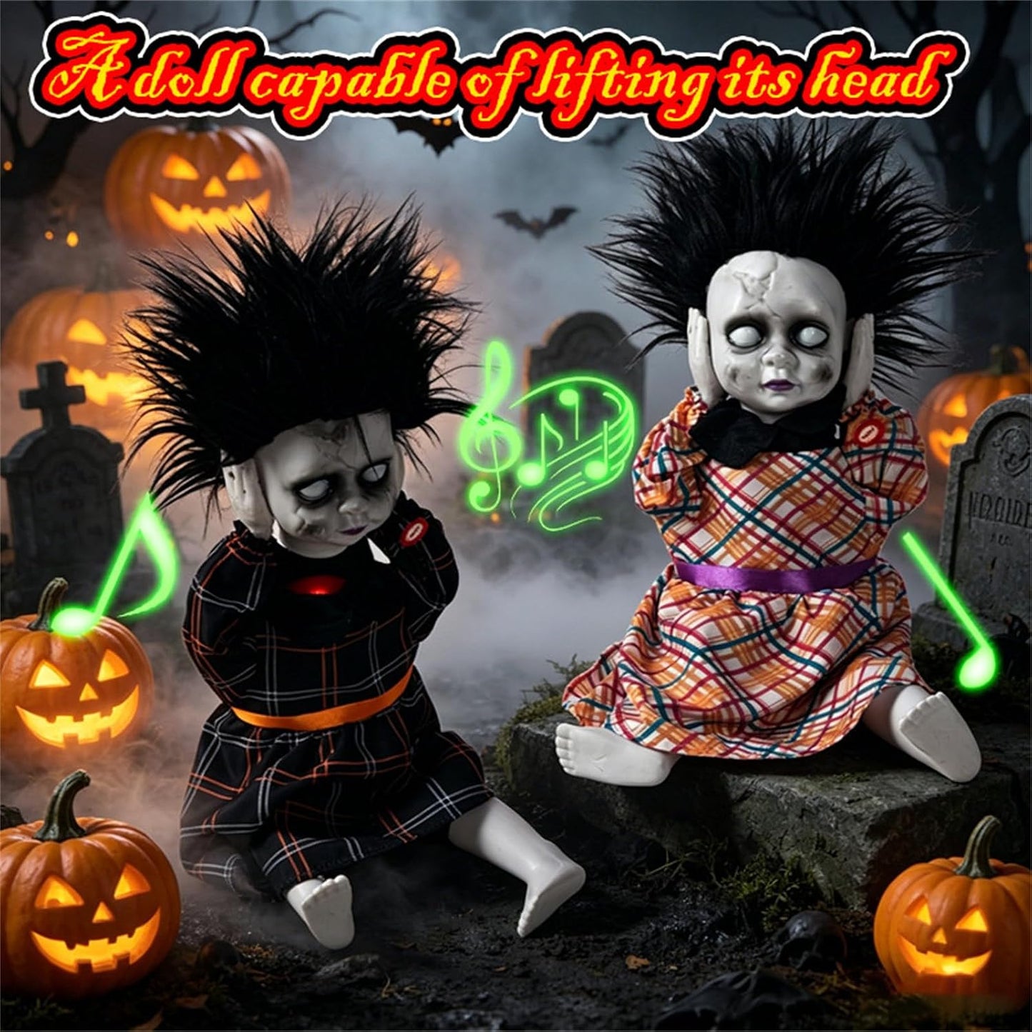 14.96'' Halloween Toy Electric Head‑Lifting Horror Doll with Light and Sound Halloween Decor Prop – alternate product view 2