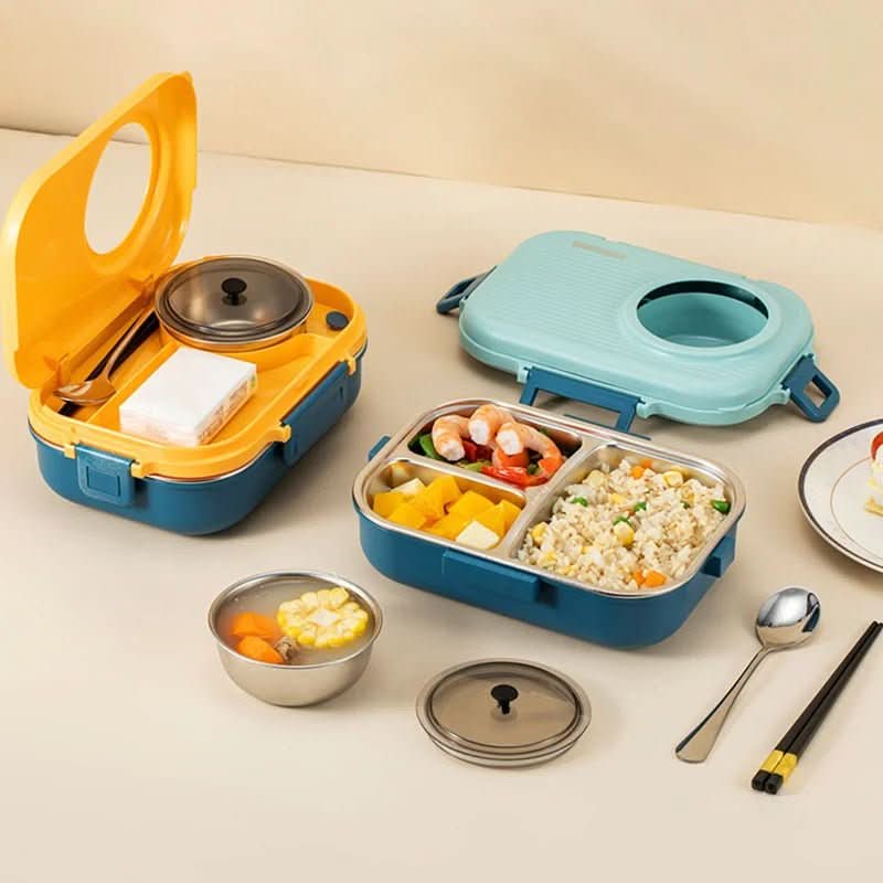 Lunch box stainless steel with insulation and 3 compartments – alternate product view 4