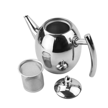 Stainless steel teapot with strainer – TeaElegance