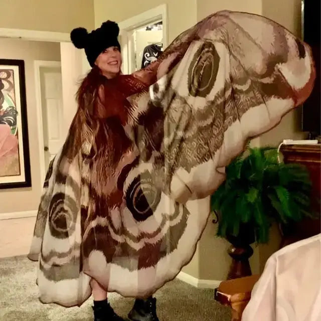 Moth Wing Cape Gray Nature-Inspired Costume Shawl for Festivals Photoshoots Halloween Performances Dance – alternate product 