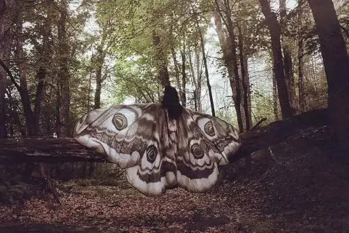 Moth Wing Cape Gray Nature-Inspired Costume Shawl for Festivals Photoshoots Halloween Performances Dance – alternate product 