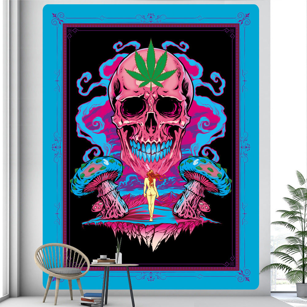 Large Woven Wall Tapestry Featuring Viking Skull Helmet And Crossed Axes Graphic – alternate product view 4