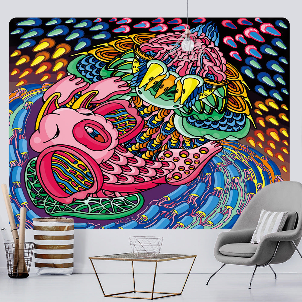 Large Woven Wall Tapestry Featuring Viking Skull Helmet And Crossed Axes Graphic – alternate product view 8
