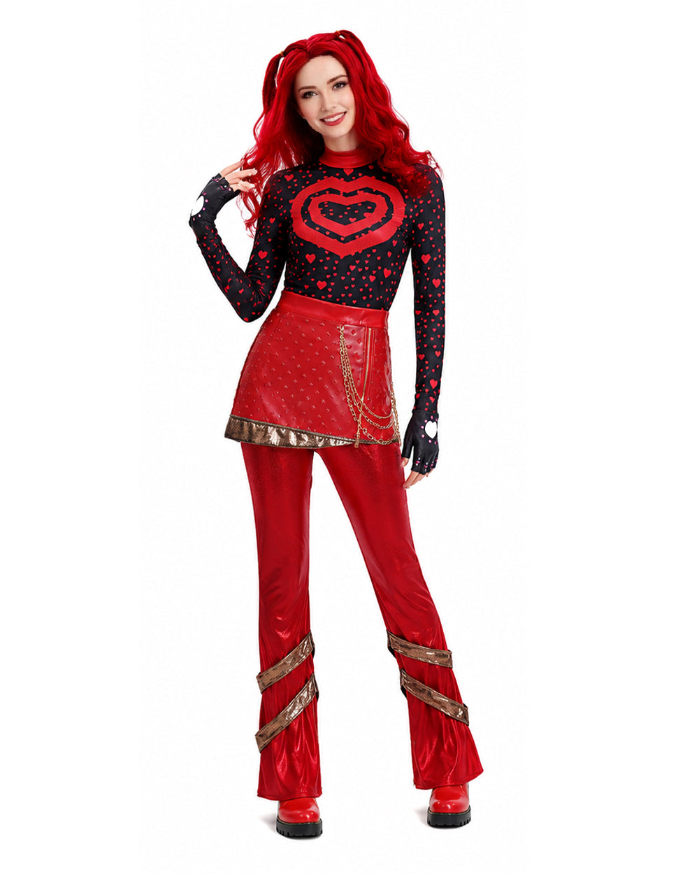 Red Princess Costume Movie 5 Red Shirt PU Leather Skirt with Gloves and Accessories for Cosplay Parties – alternate product v