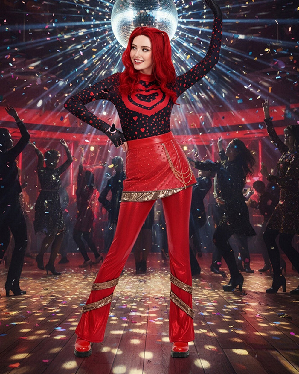 Red Princess Costume Movie 5 Red Shirt PU Leather Skirt with Gloves and Accessories for Cosplay Parties – alternate product v