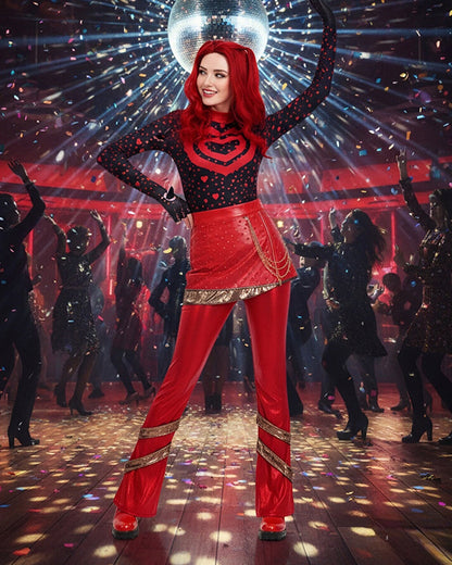 Red Princess Costume Movie 5 Red Shirt PU Leather Skirt with Gloves and Accessories for Cosplay Parties – alternate product v