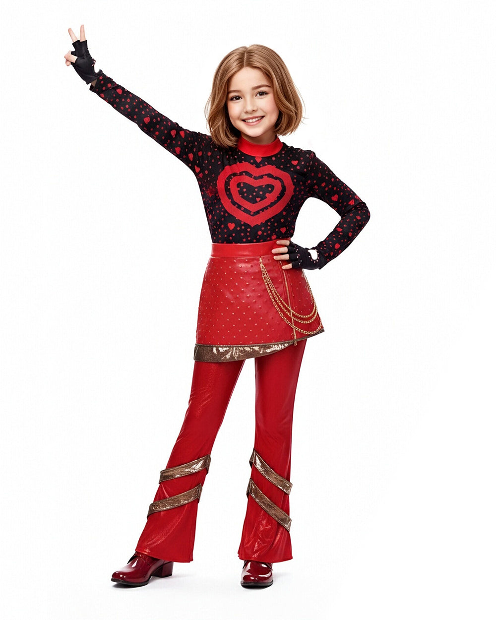 Red Princess Costume Movie 5 Red Shirt PU Leather Skirt with Gloves and Accessories for Cosplay Parties – alternate product v