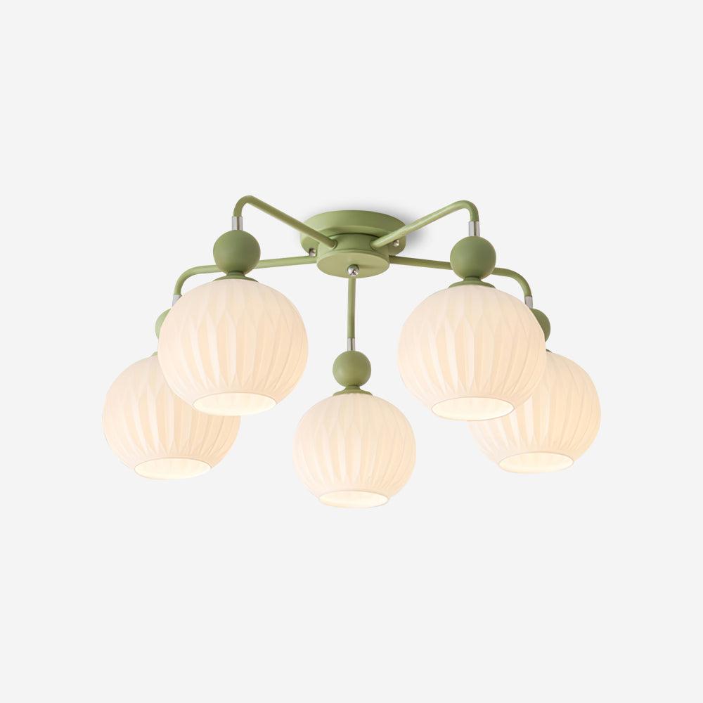 Multi-Head Glass Pendant Light Green Pumpkin Shade for Dining Room Living Space Kitchen Island Overhead