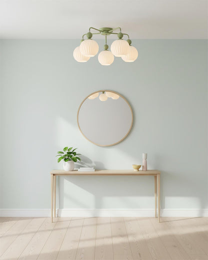 Multi-Head Glass Pendant Light Green Pumpkin Shade for Dining Room Living Space Kitchen Island Overhead – alternate product v