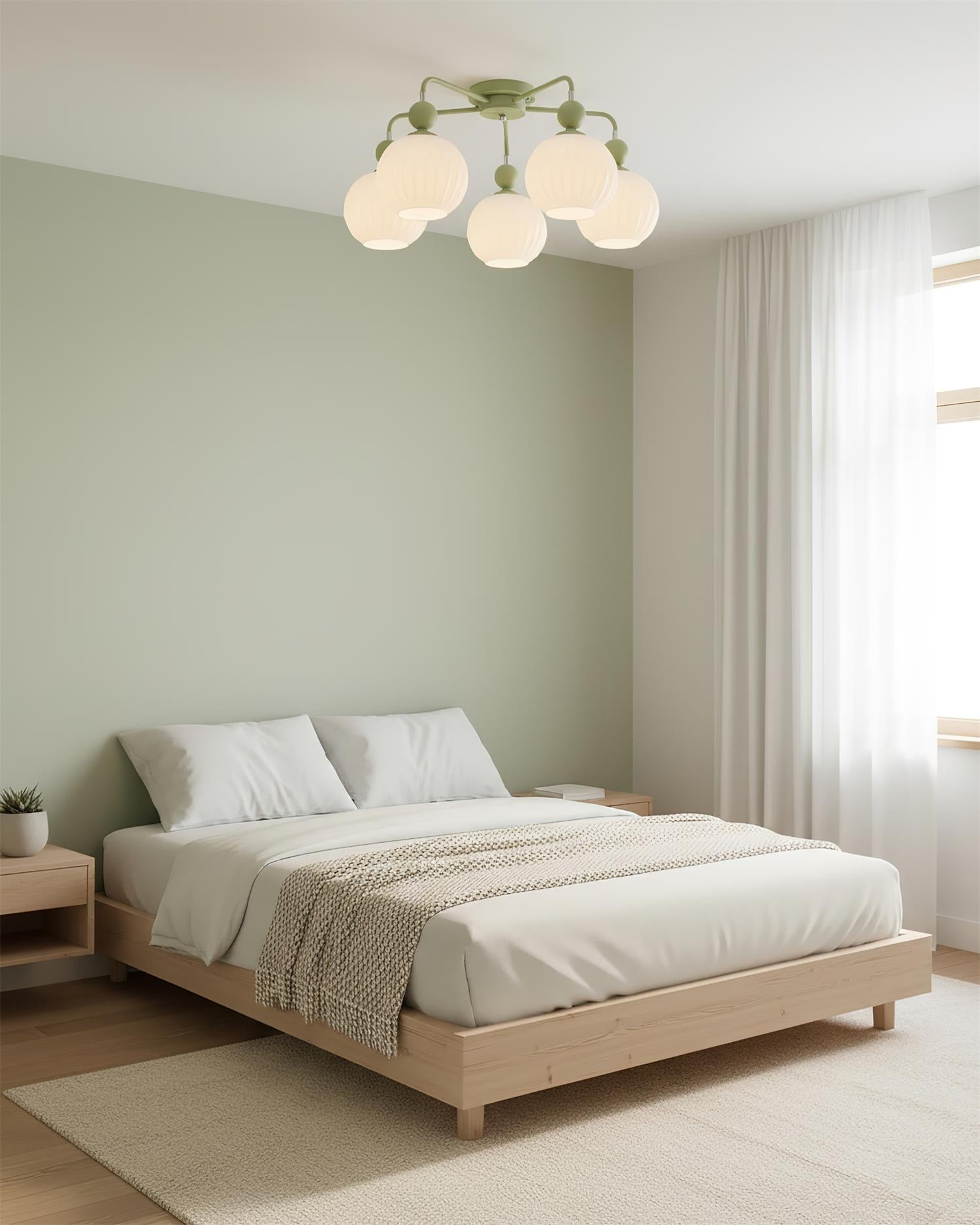 Multi-Head Glass Pendant Light Green Pumpkin Shade for Dining Room Living Space Kitchen Island Overhead – alternate product v