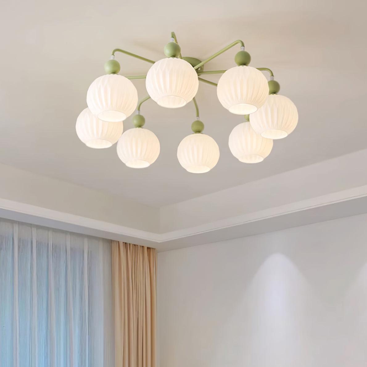 Multi-Head Glass Pendant Light Green Pumpkin Shade for Dining Room Living Space Kitchen Island Overhead – alternate product v