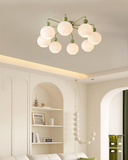 Multi-Head Glass Pendant Light Green Pumpkin Shade for Dining Room Living Space Kitchen Island Overhead – alternate product v