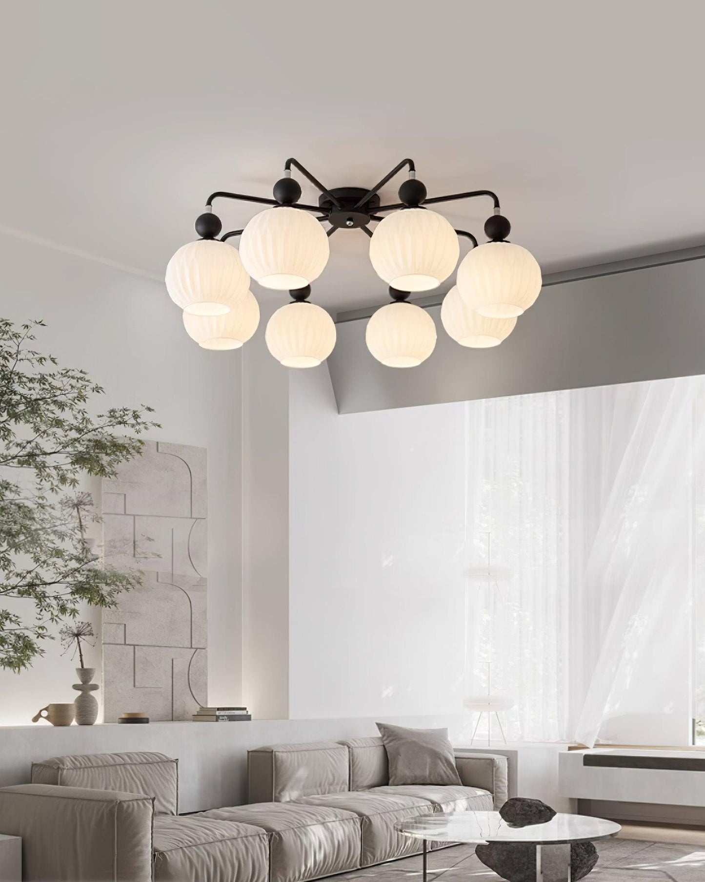 Multi-Head Glass Pendant Light Green Pumpkin Shade for Dining Room Living Space Kitchen Island Overhead – alternate product v