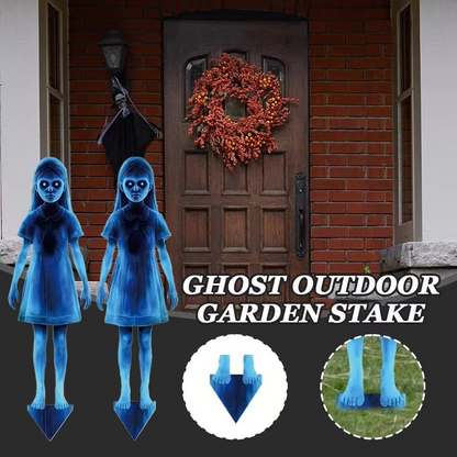 Lighted Ghosts Outdoor Halloween Decoration, Metal Yard Stakes with Glowing Design – alternate product view 3