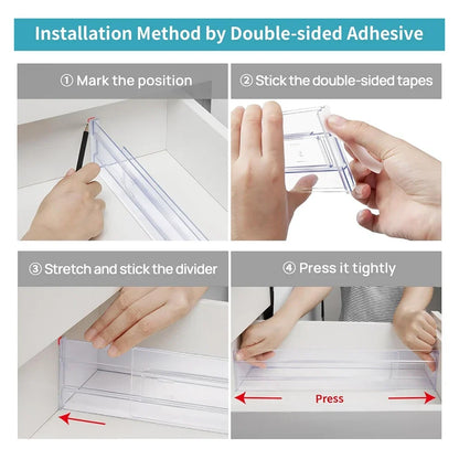 Plastic drawer divider, adjustable, transparent – alternate product view 3
