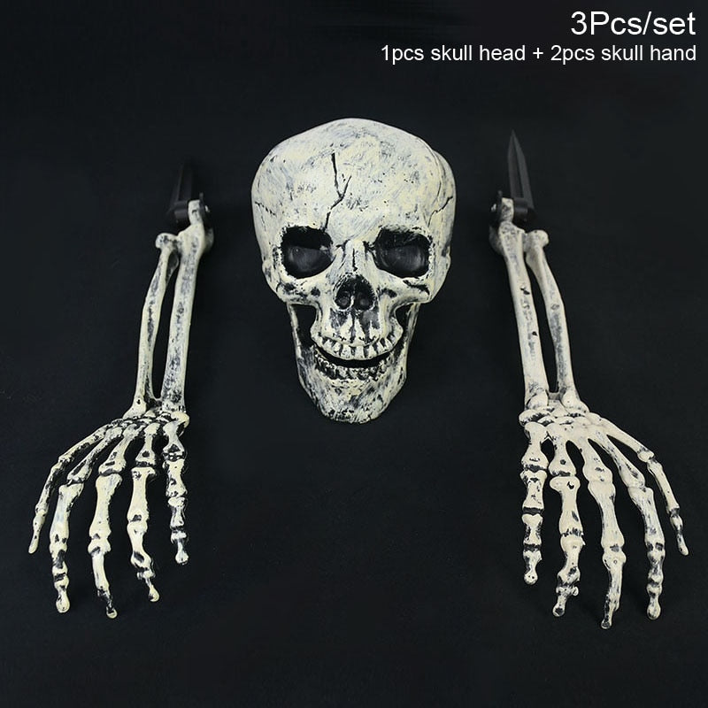 Halloween Skull Decoration with Realistic Bone Finish and Separate Arm, Outdoor Use – alternate product view 7