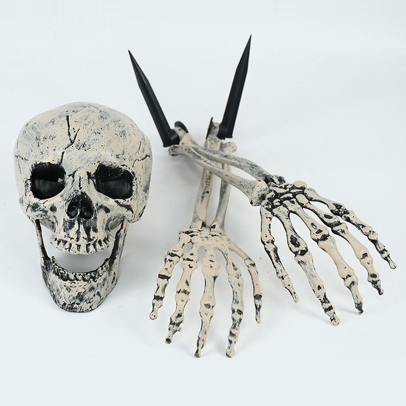 Halloween Skull Decoration with Realistic Bone Finish and Separate Arm, Outdoor Use – alternate product view 5