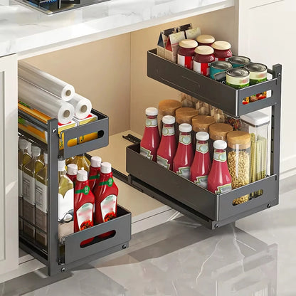 Extendable kitchen cabinet organizer 2 tiers – alternate product view 2