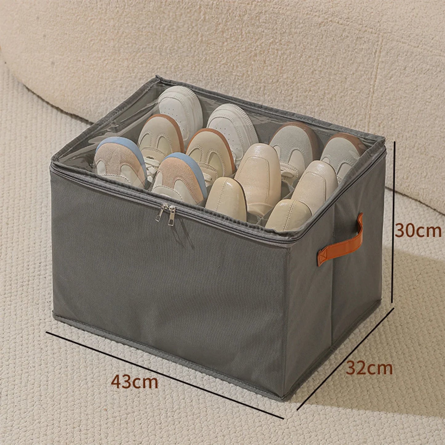 Shoe Organizer with Leather Handle - Foldable Storage for Shoes – alternate product view 5