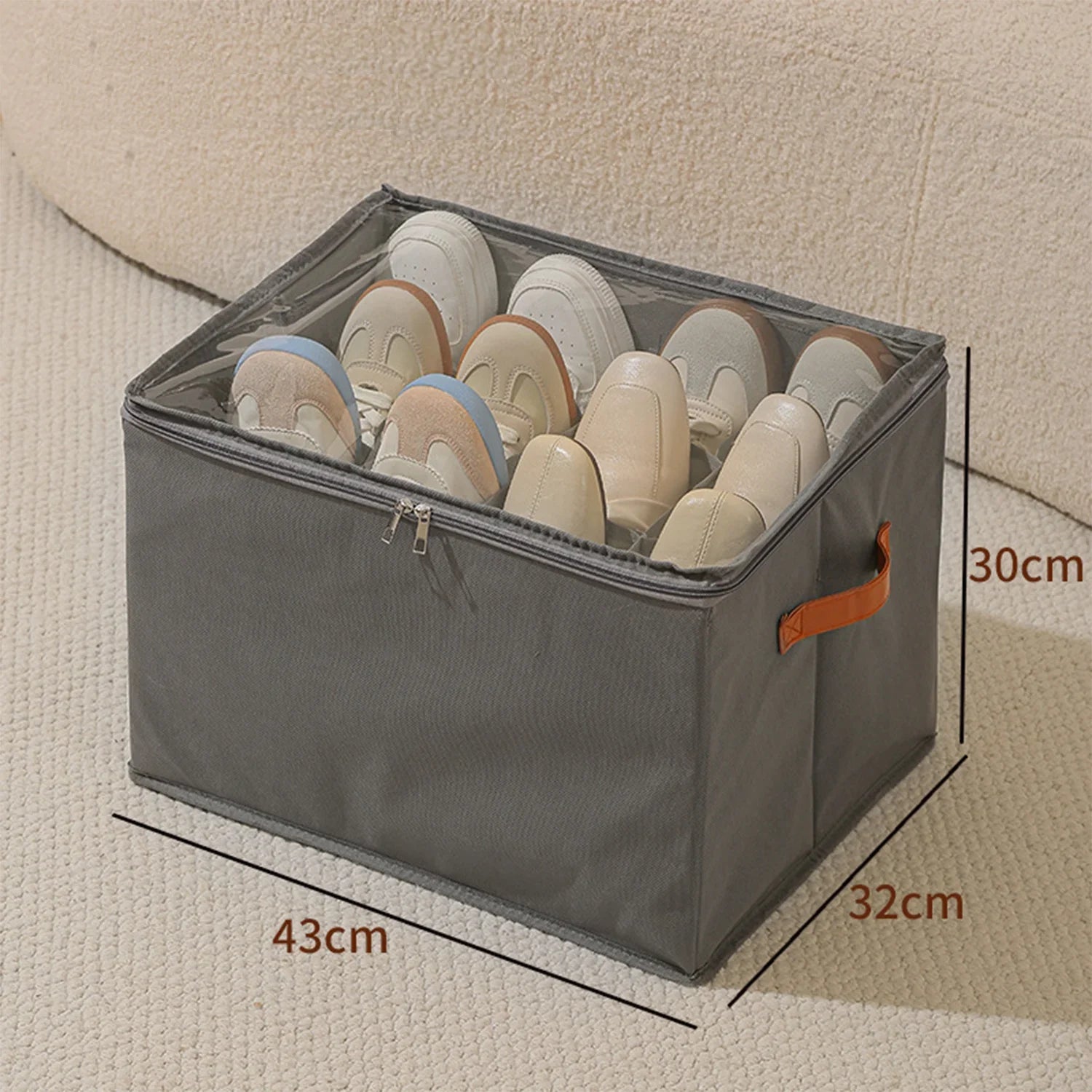 Shoe Organizer with Leather Handle - Foldable Storage for Shoes – alternate product view 5