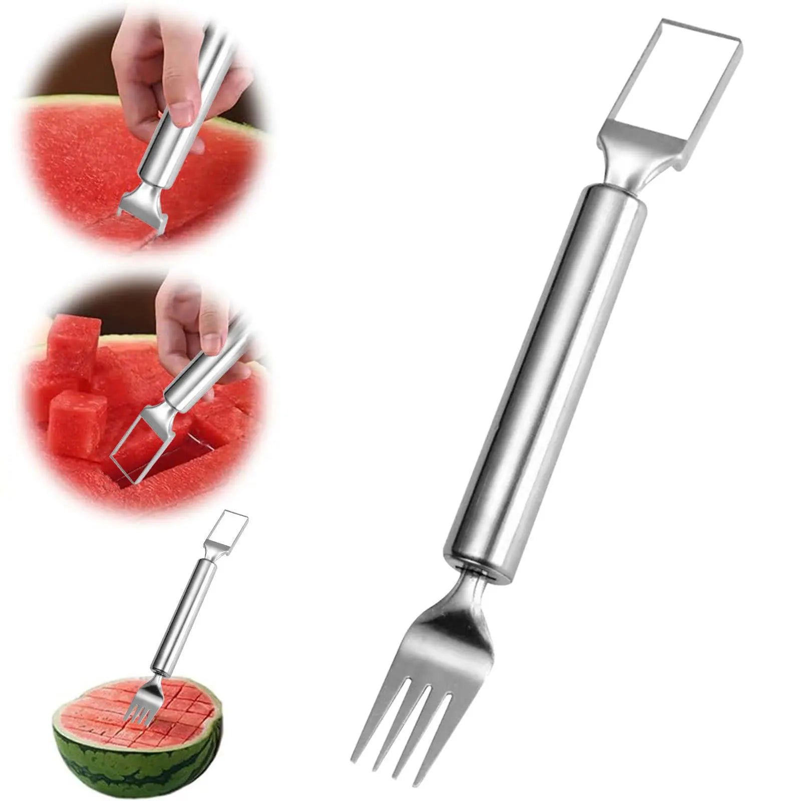 Stainless steel watermelon slicer with fork