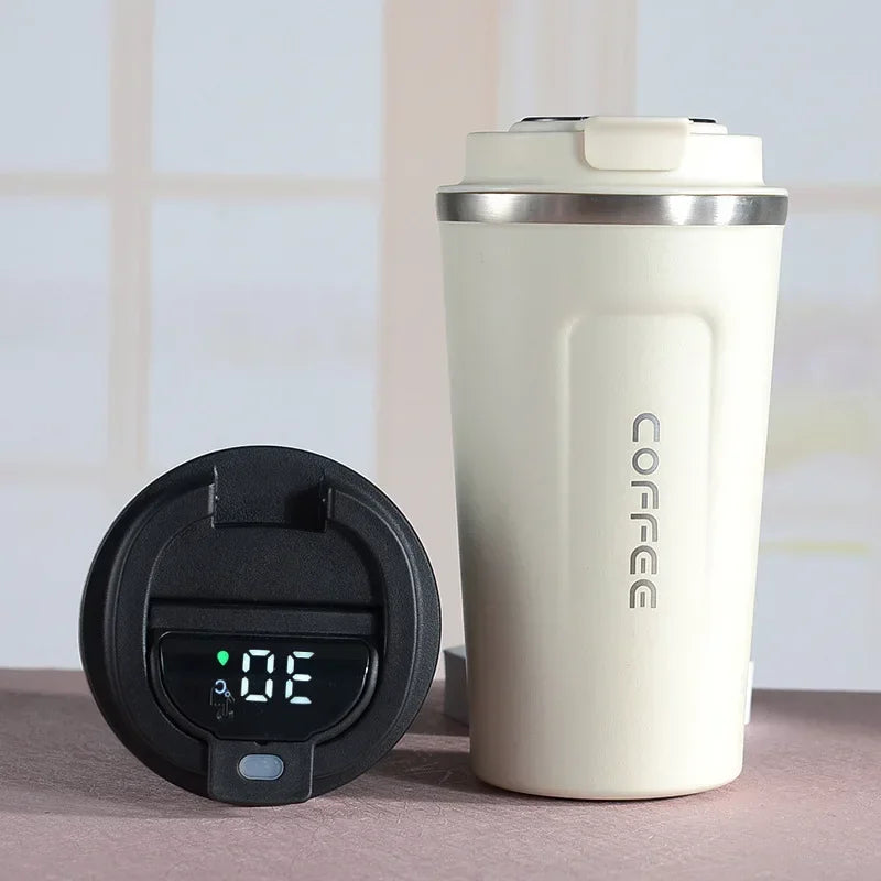 Stainless steel thermos mug with intelligent temperature display - TempMate – alternate product view 3