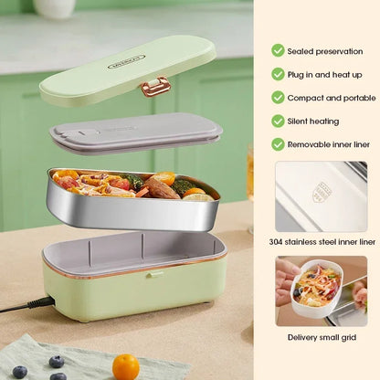 900ml Portable Electric Lunch Box Food Warmer with Steam Function - HeatMate – alternate product view 2