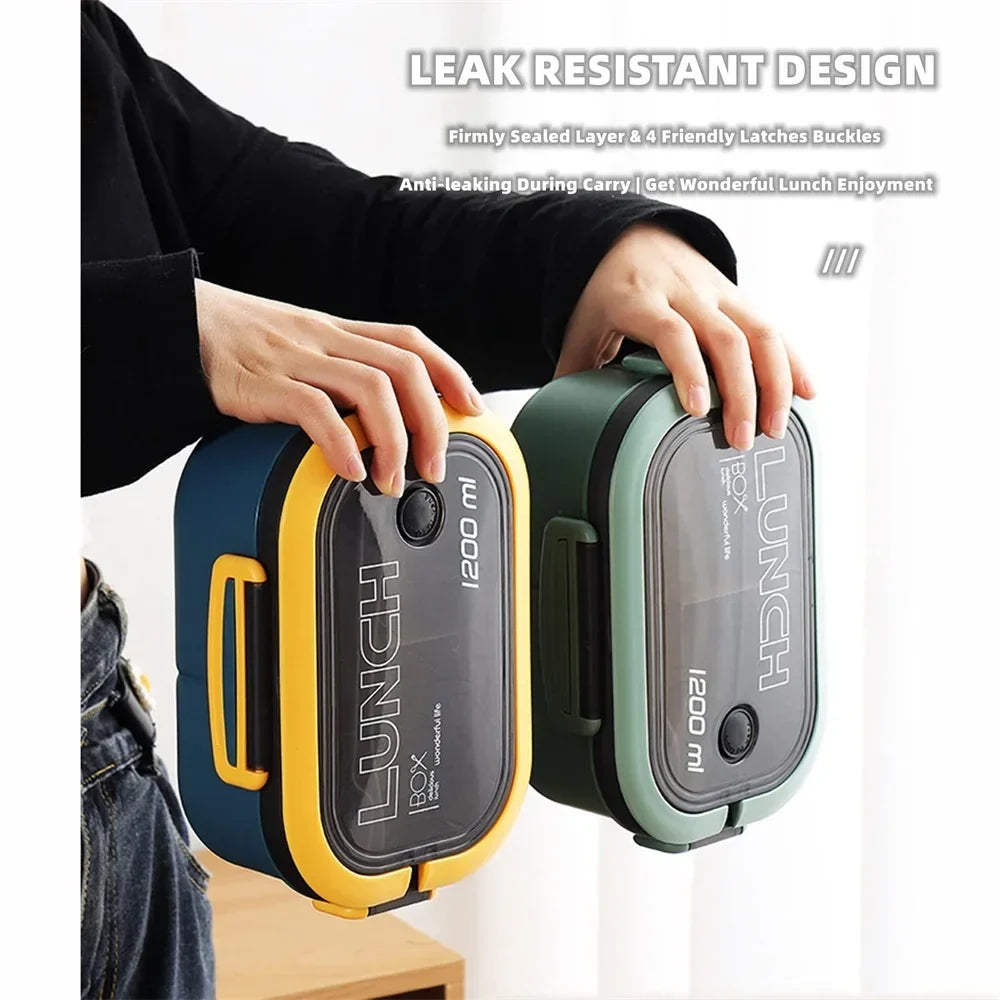 Bento box 2 levels with spoon and fork, 1200 ml – alternate product view 6