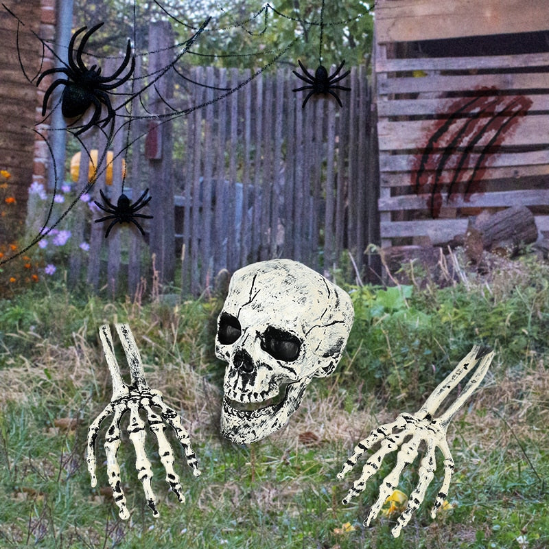 Halloween Skull Decoration with Realistic Bone Finish and Separate Arm, Outdoor Use – alternate product view 3