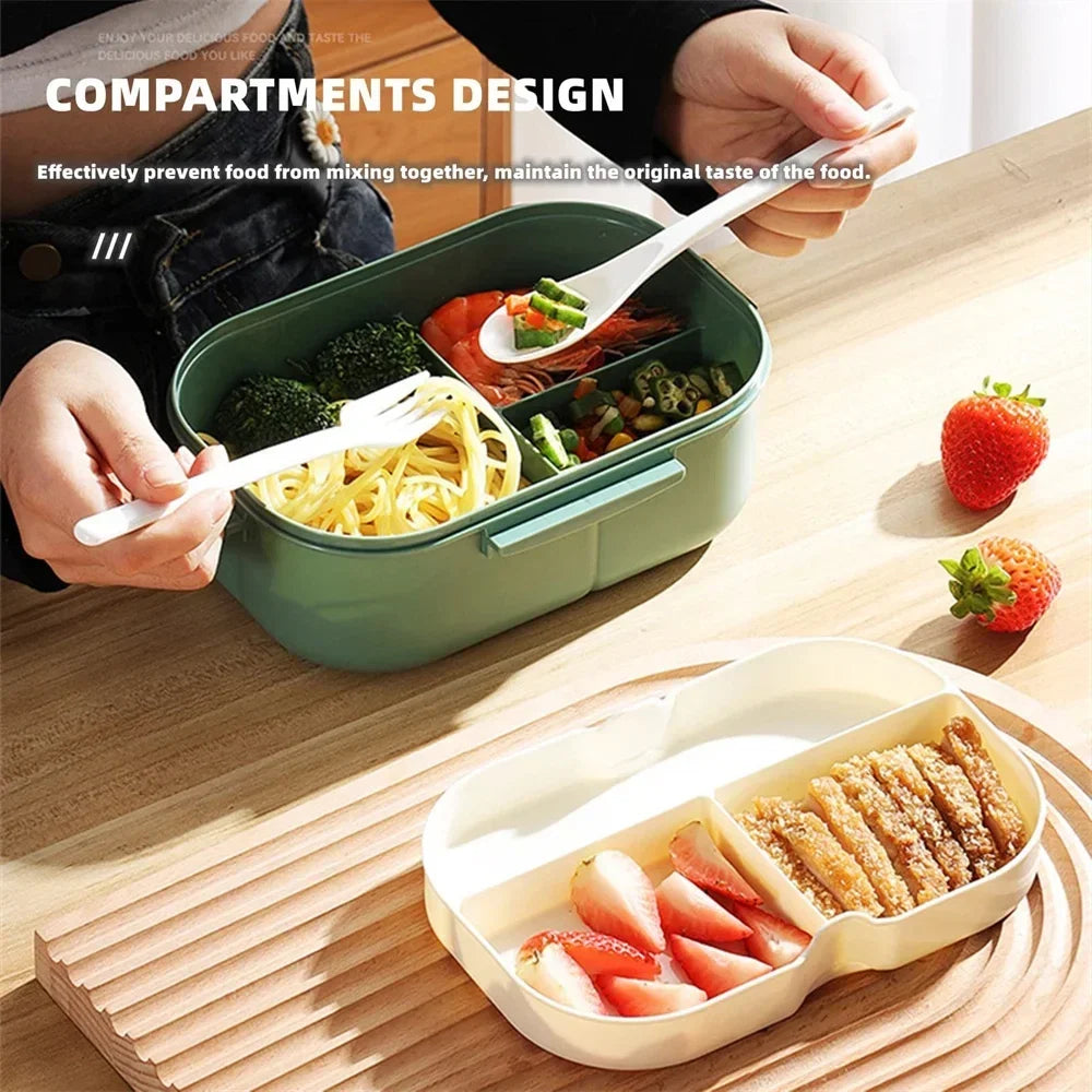 Bento box 2 levels with spoon and fork, 1200 ml – alternate product view 3