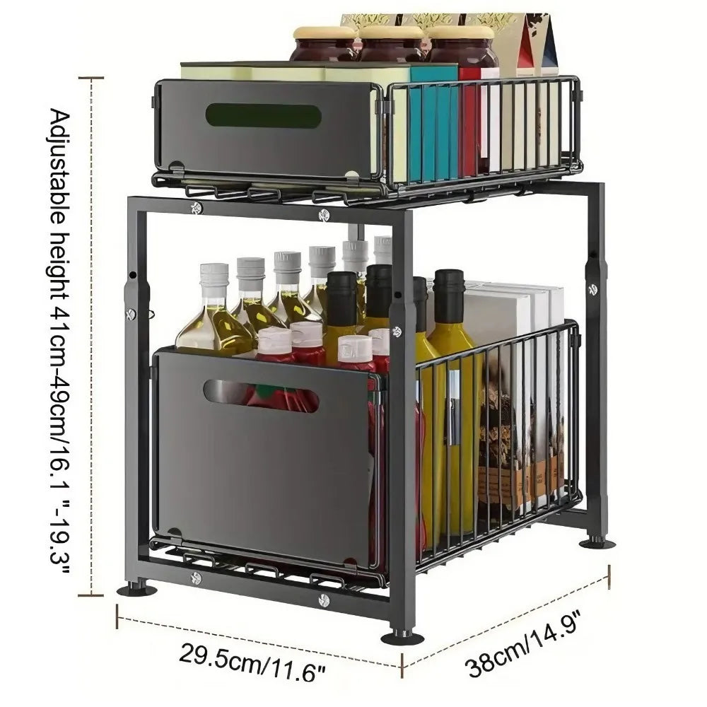 Extendable kitchen cabinet organizer 2 tiers – alternate product view 7